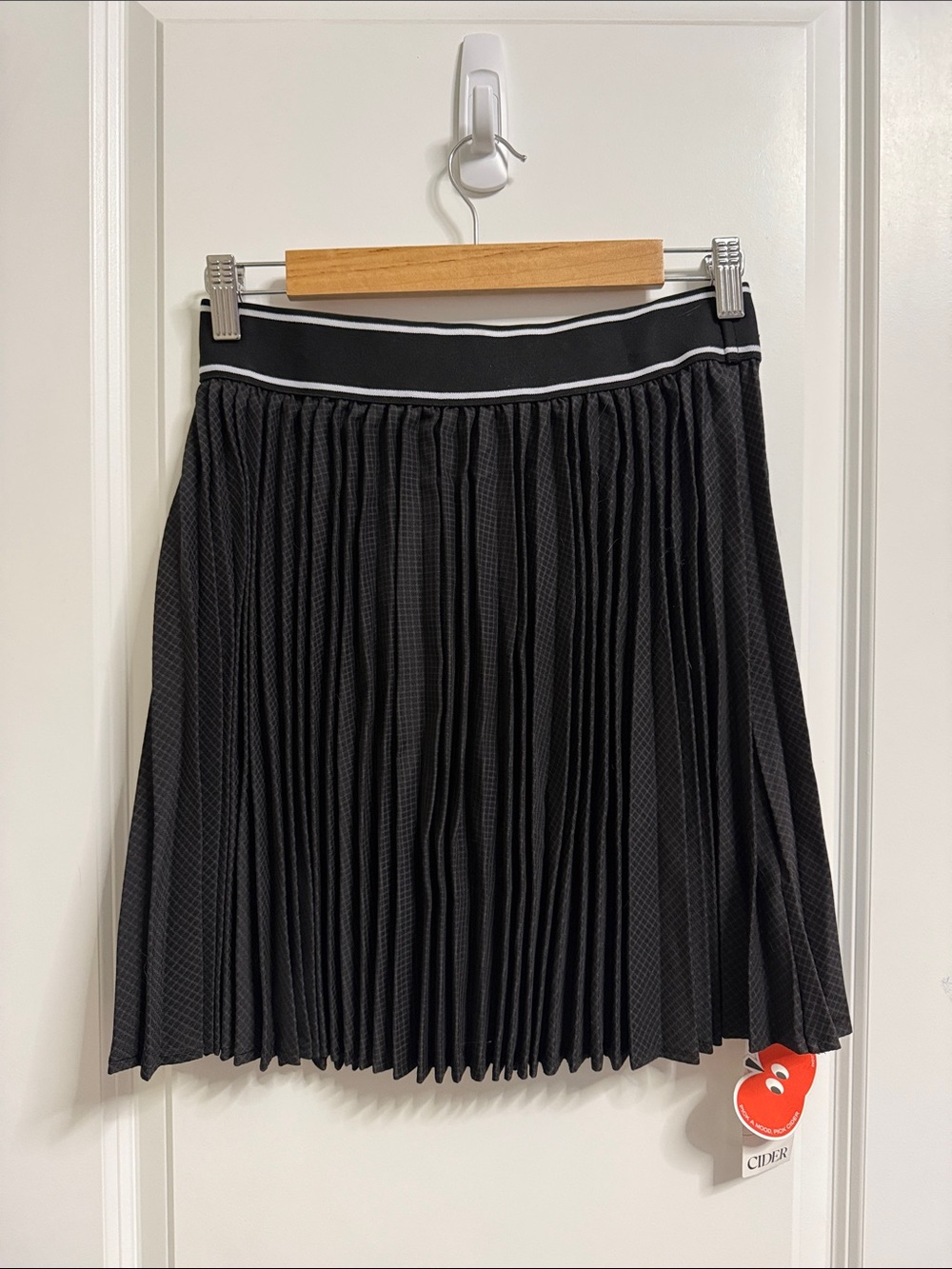Black Pleated Skirt with Contrast Waistband